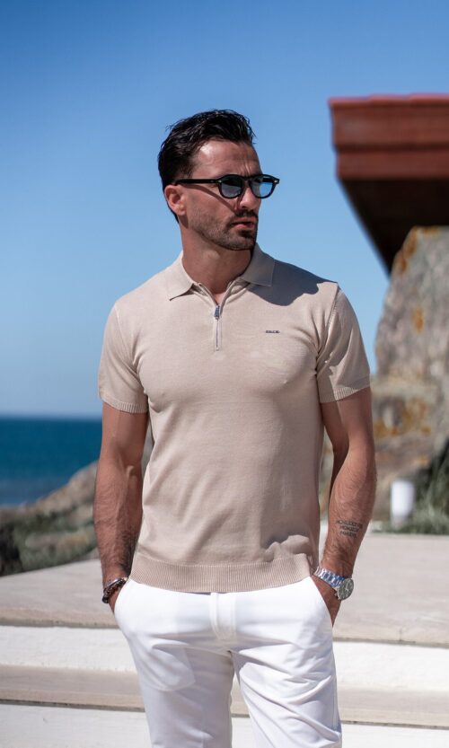 POLO-SHIRT DE FECHO BEGE