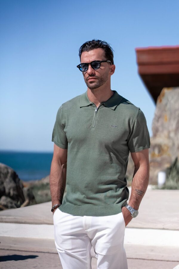 POLO-SHIRT ZIPPER GREEN KHAKI