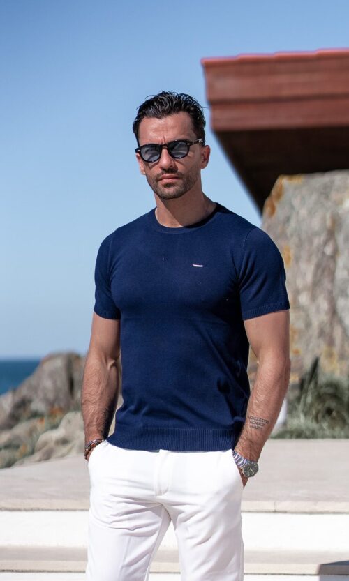 T-SHIRT MALHA AZUL MARINHO